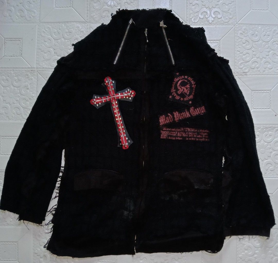 22x29 Mad Punks jacket cross skull knitted distressed (Category: Coats, Jackets and Outerwear) located in Bulacan. Submitted by keroro1982 (Listing ID 1402842767, Image 2). Description: .