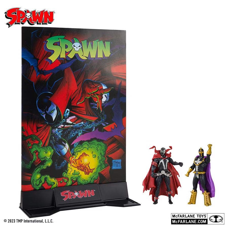 2-PACK SPAWN VS ANTI-SPAWN WITH SPAWN #1 COMIC (Category: Figurines & Statues) located in Mandaluyong City. Submitted by paolomontano14 (Listing ID 1402962984, Image 3). Description: - McFarlane Toys Spawn - Includes Spawn and Anti-Spawn action figures - Highly detailed figures with accessories - Comes with a comic book - Includes a display stand for the comic book.