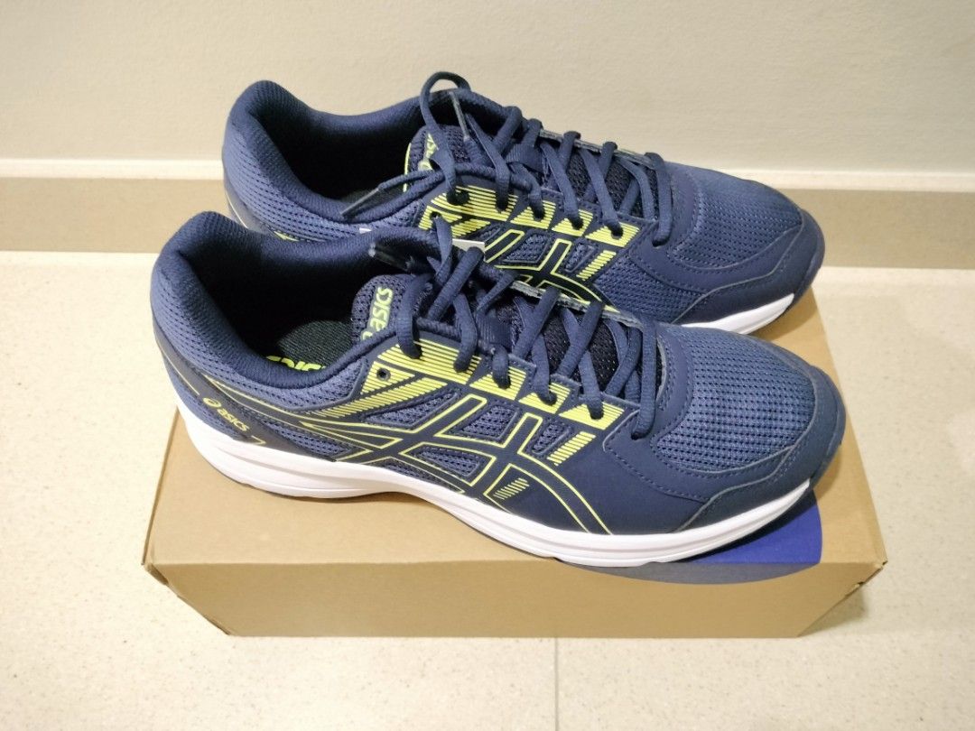 ASICS Gel Jolt 2E: Thunder Blue/Glow Yellow 1011A895-402 (US Size 9.5) (Category: Sneakers) located in Singapore. Submitted by hajimekunnn (Listing ID 1402894856, Image 2). Description: -ASICS Gel Jolt 2E: Thunder Blue/Glow Yellow 1011A895-402 (US Size 9.5)👟💨✨ -Shoe Size: EU 42.5 / UK 8.5 / US 9.5 -Classic Thunder Blue-Glow Yellow Criss-Cross Design in "A" Asics Symbol! ✨🤩 -Perfect for a quick morning or evening run, just in time for breakfast