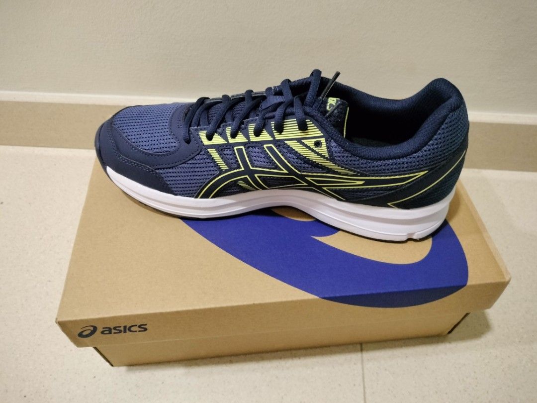 ASICS Gel Jolt 2E: Thunder Blue/Glow Yellow 1011A895-402 (US Size 9.5) (Category: Sneakers) located in Singapore. Submitted by hajimekunnn (Listing ID 1402894856, Image 3). Description: -ASICS Gel Jolt 2E: Thunder Blue/Glow Yellow 1011A895-402 (US Size 9.5)👟💨✨ -Shoe Size: EU 42.5 / UK 8.5 / US 9.5 -Classic Thunder Blue-Glow Yellow Criss-Cross Design in "A" Asics Symbol! ✨🤩 -Perfect for a quick morning or evening run, just in time for breakfast