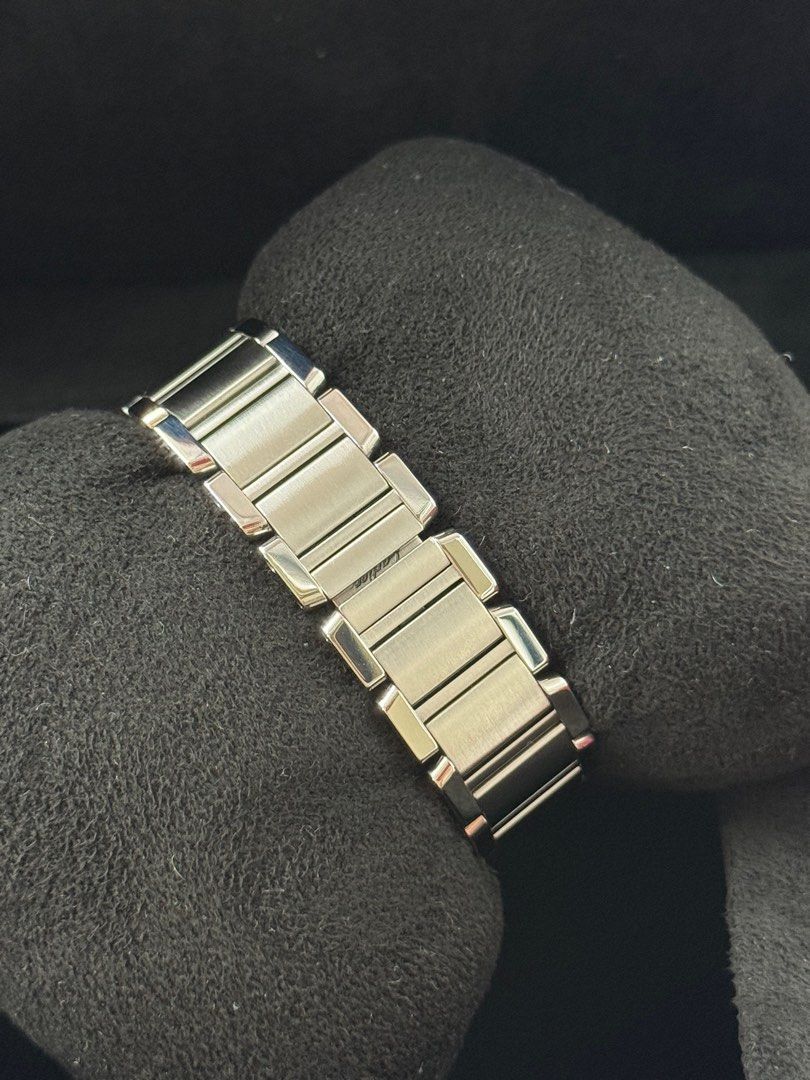 Cartier Tank Francaise Small (Category: Luxury Watches) located in San Juan City. Submitted by watchwisemnl (Listing ID 1402879296, Image 3). Description: Cartier Tank Francaise Small Size White Guilloché Dial Big Diamonds Hard to find! So pretty in actual! 😍 Price: 255,000 2017 22mm x 30mm Original Cartier Quartz Movement White Guilloché Dial with Big Diamonds Hour Markers Blue Cabochon Dial Sapphire Crystal All original in excellent Inclusion: