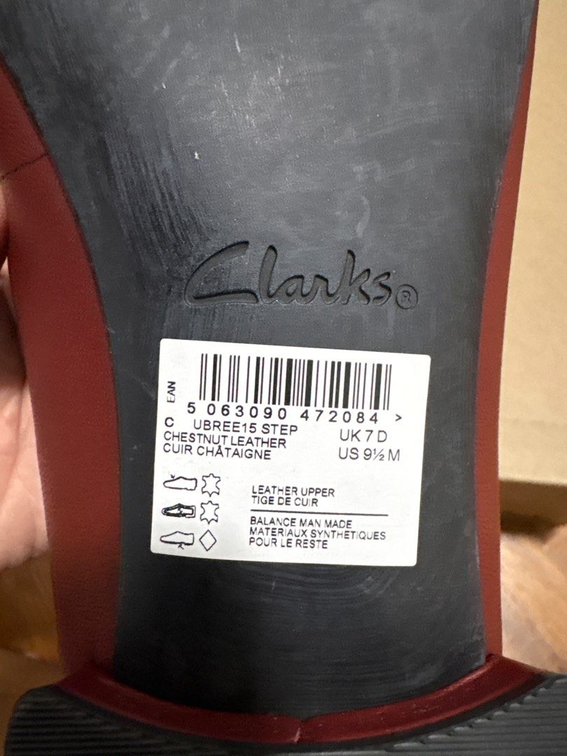 Clarks (Category: Flats) located in Singapore. Submitted by mreus (Listing ID 1402965601, Image 4). Description: - Clarks Ubree15 Step flats - Chestnut leather - Brand new in box - Suitable for everyday wear or special occasions.