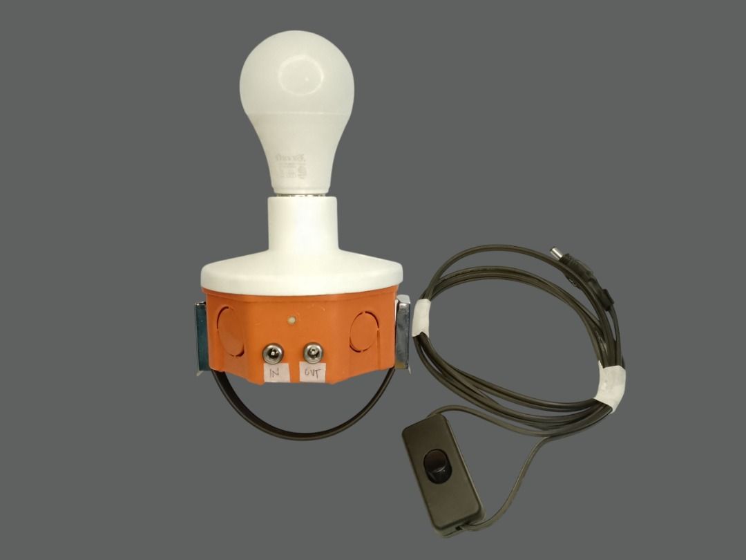 DIY EMERGENCY LED LIGHT 12V RECHARGEABLE, HANGING TYPE SWITCH (Category: Electrical, Adaptors & Sockets) located in Quezon City. Submitted by besteinpc (Listing ID 1402957142, Image 2). Description: DIY EMERGENCY LED LIGHT 12V RECHARGEABLE, HANGING TYPE SWITCH FEATURES: Package Inclusion: 👉a. 1pc LiFePO4 32650 B1 battery 👉b. 1S 12A BMS 👉c.1pc 12V LED BULB 👉d. 1pc 4x4 E-27 receptacle 👉e. 1pc Switch ON/OFF 👉f. 2pcs DC Female12v 👉g. 1pc Handl