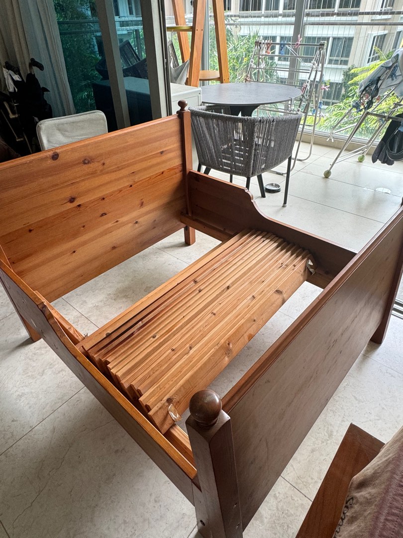 Extendable Wooden Bed Frame, Furniture & Home Living, Furniture, Bed ...