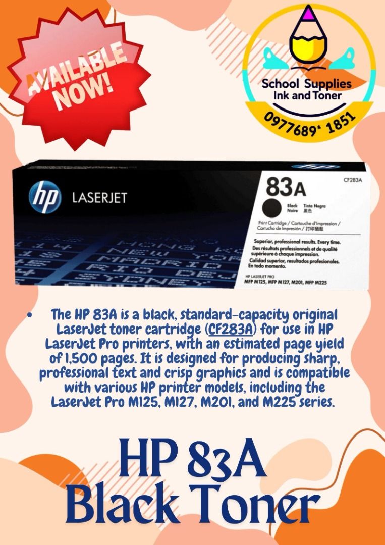 FOR SALE ONHAND! HP 83A Black Original LaserJet Toner Cartridge, CF283A ...
