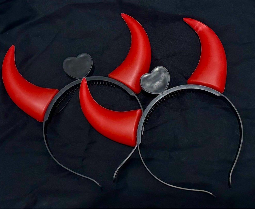 Halloween Headband (Category: Hair Accessories) located in Manila. Submitted by perlyshel (Listing ID 1400691228, Image 2). Description: 🍁Halloween Headband Bundle 🍁Dark-colored axe origi price 110.00 🍁Devil Horns (2pcs) orig price 150.00.
