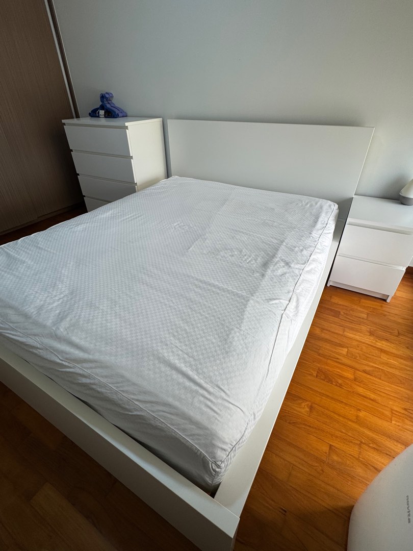 IKEA MALM White Queen size Bed Frame , Furniture & Home Living ...