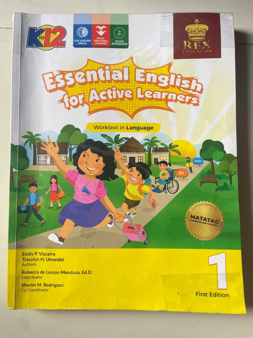 K-12 Grade 1 Textbooks (Category: Textbooks) located in Quezon City. Submitted by alluxery (Listing ID 1402920364, Image 1). Description: 1st quarter lang nagamit all looks new Reason nagtransfer na ng school at d na nagamit itong books Set of Grade 1 textbooks. Includes Essential English for Active Learners (Worktext in Language and Reading and Literacy), Paano Magpakabuti, Signs of the Times, Lahing Pilipino, Pinagyamang Pluma, and Realistic Ma