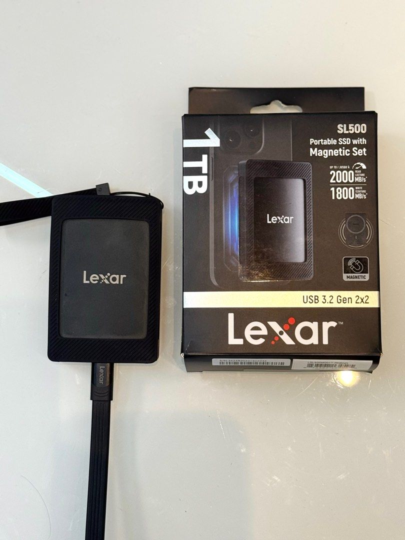 Lexar Portable SSD with Magnetic Set. Type C 1tb (Category: Computer Parts) located in Bulacan. Submitted by rock_off.thriftshop.ph (Listing ID 1403027557, Image 1). Description: Lexar Portable SSD with Magnetic Set. Type C 1tb .