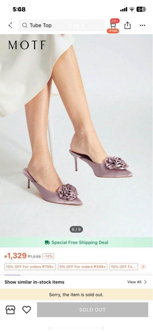 MOTF Satin Flower Heels (Category: Heels) located in Cebu City. Submitted by declutter_ysh (Listing ID 1402946825, Image 2). Description: - MOTF satin heels - Only once used - Size 39 - Soft lilac color - Pointed toe - Decorative flower detail - Stiletto heel .
