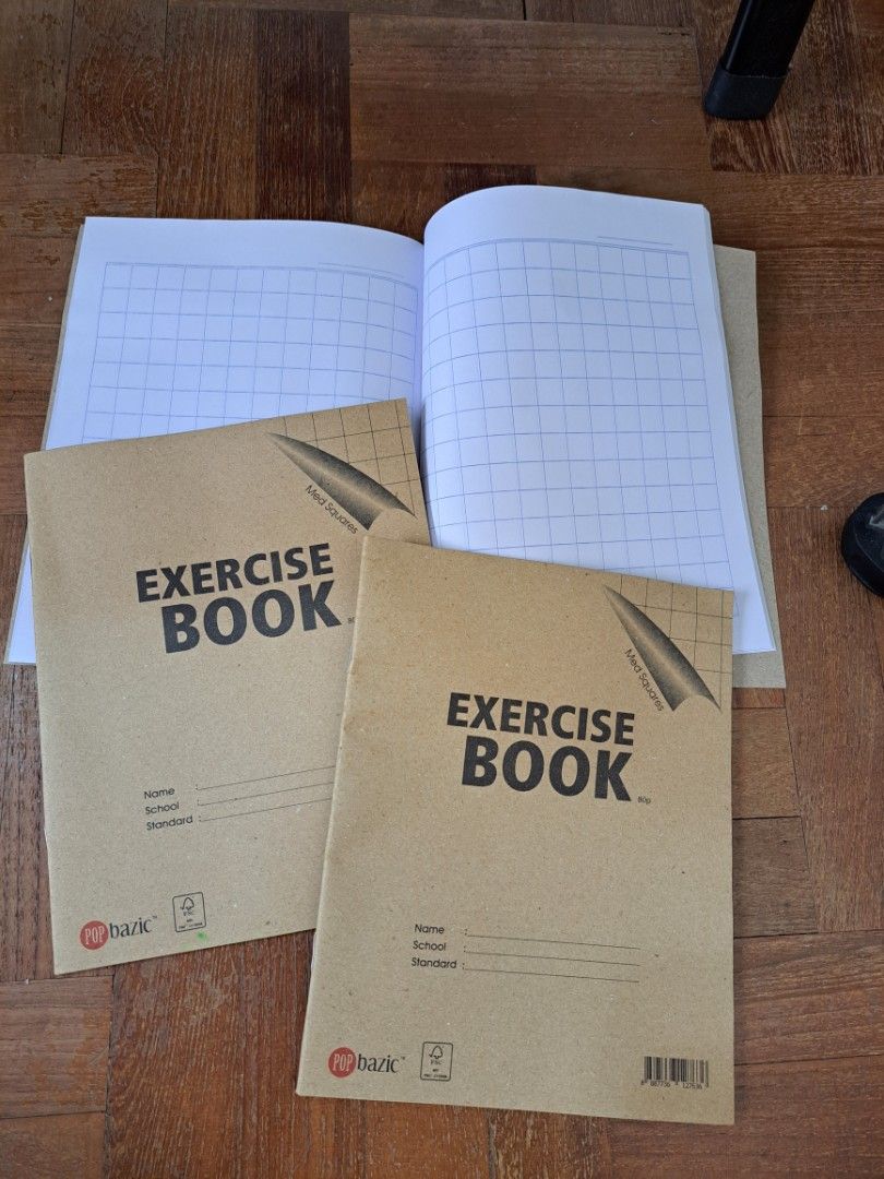 New Basic Medium Square Exercise Books (Category: Stationery & School Supplies) located in Singapore. Submitted by scoasta (Listing ID 1402872902, Image 2). Description: 3 unused medium square exercise books. meet up at bedok mrt or any green or brown line mrt stations in the east side on Mon and Fri evenings..