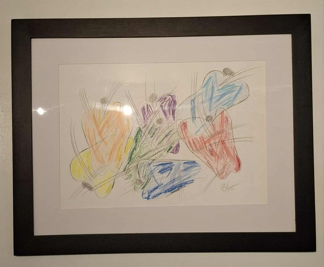 Olazo (Category: Art & Prints) located in Manila. Submitted by aarden (Listing ID 1403026104, Image 3). Description: - Original abstract drawing - Black frame with white mat - Colorful shapes and lines - Signed by the artist - Ready to hang - Adds a pop of color.