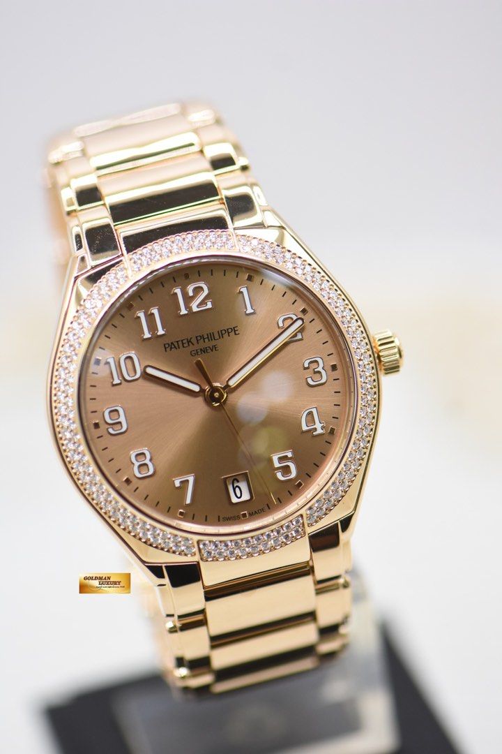PATEK PHILIPPE LADIES 36mm TWENTY-4 ROSE GOLD ORIGINAL FACTORY DIAMONDS AUTOMATIC 7300/1200R (LNIB) (Category: Watches) located in Singapore. Submitted by goldmanluxury (Listing ID 1402939011, Image 2). Description: Item No : GML4360 DESCRIPTION : Patek Philippe Ladies 36mm Twenty-4 Rose Gold Original Diamonds Automatic. Ref: 7300 / 1200R. DIAL : Rose-Gilt Sunburst Dial, Applied Arabic markers. Sapphire Crystal. CASE : 36mm Rose Gold case – origi