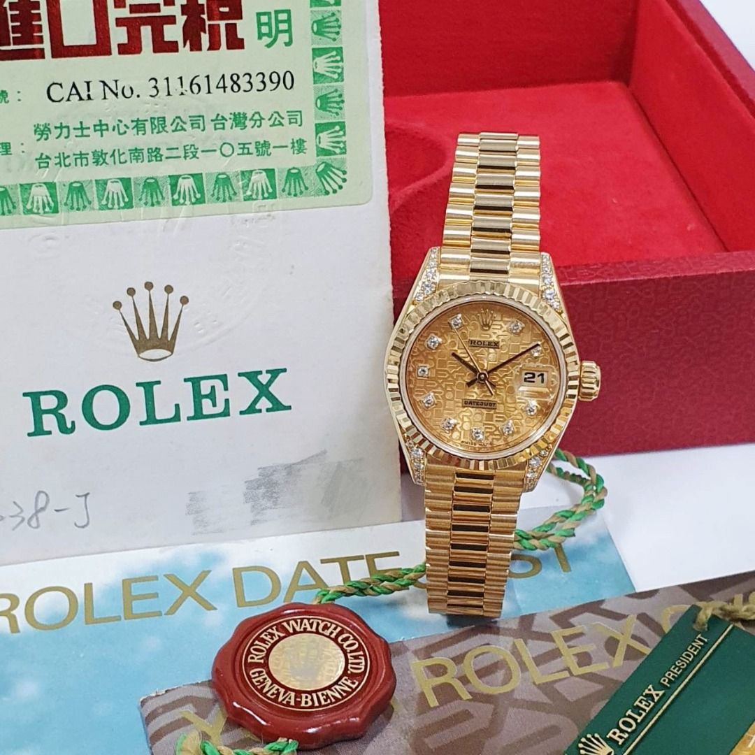 【大眾名錶】ROLEX 勞力士 69238 Datejust 18K金女錶 原廠鑽腳 新包台十鑽紀念面 大眾當舖B845, 她的時尚, 手錶及 ...
