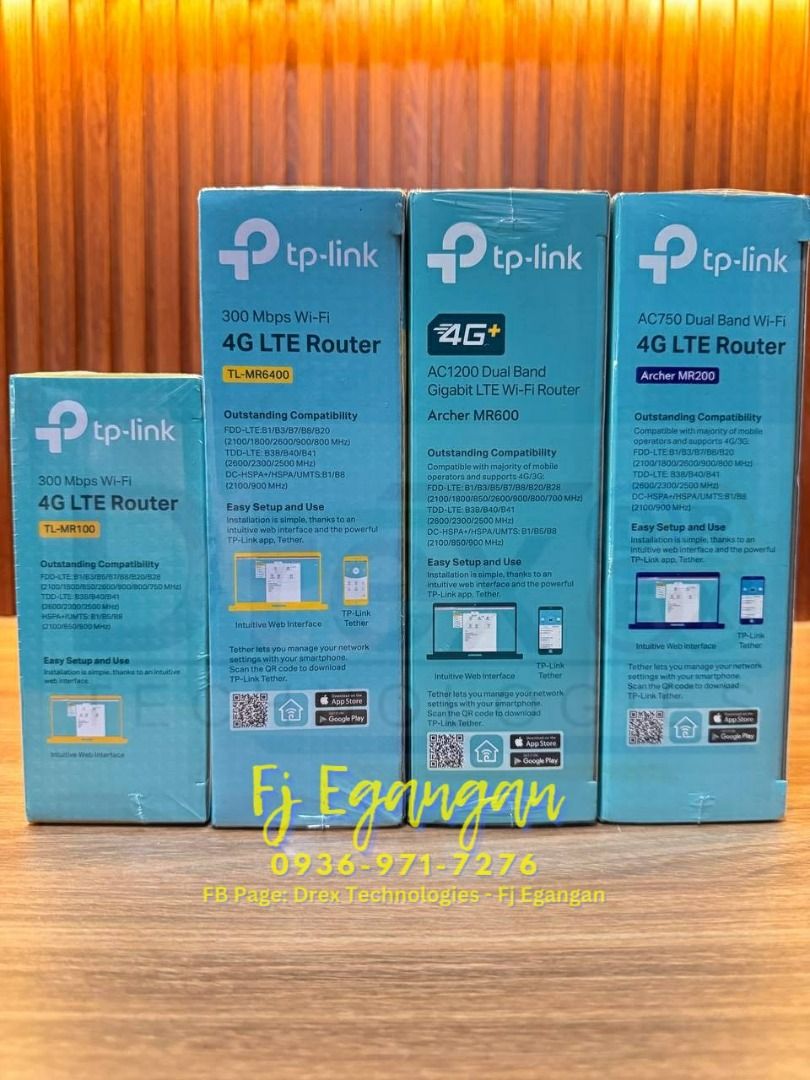 TP-LINK 4G LTE Router / Prepaid Router (Category: Networking) located in Pasig City. Submitted by fjEgangan (Listing ID 1402902681, Image 3). Description: TP-LINK 4G LTE Router / Prepaid Router Available Models: ✅️ TP-LINK TL-MR100 300MBPS Wireless N 4G LTE Router ✅️ TP-LINK TL-MR200 AC750 Wireless Dual Band 4G LTE Router ✅️ TP-LINK TL-MR6400 300Mbps Wireless N 4G LTE Router ✅️ TP-LINK TL-MR600 AC1200 4G LTE Advanced Cat6 Gigabit Router 💯 Brand 