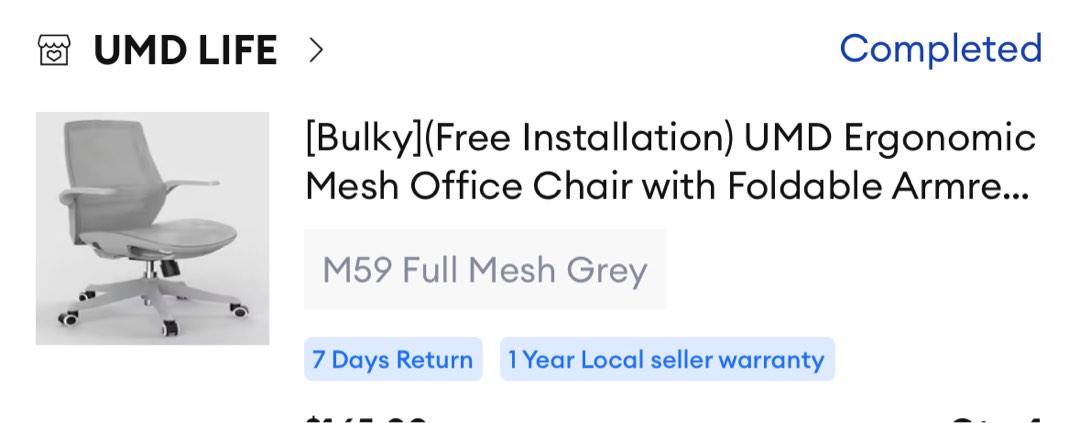 UMD Ergonomic Mesh Office Chair - M59 Full Mesh Grey, Furniture & Home ...