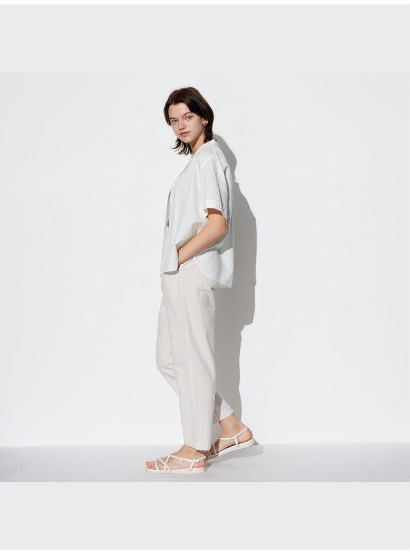 Uniqlo Linen Cotton Tapered Pants Striped (Category: Other Bottoms) located in Davao. Submitted by kddgh (Listing ID 1403027607, Image 2). Description: - Only worn twice bc I prefer wide leg pants - Bought at full price - Still good as new - Photos grabbed from Uniqlo's online app. I can send actual pics if you want. .