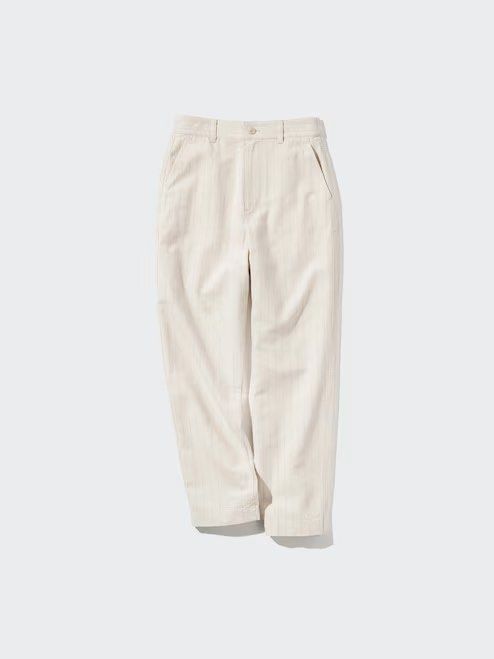 Uniqlo Linen Cotton Tapered Pants Striped (Category: Other Bottoms) located in Davao. Submitted by kddgh (Listing ID 1403027607, Image 1). Description: - Only worn twice bc I prefer wide leg pants - Bought at full price - Still good as new - Photos grabbed from Uniqlo's online app. I can send actual pics if you want. .