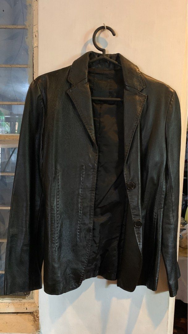 Vintage Black Leather Jacket/Blazer (Category: Coats, Jackets and Outerwear) located in Quezon City. Submitted by dannieephantom (Listing ID 1402879005, Image 1). Description: - Vintage black leather jacket/blazer - 100% Genuine Leather - Brand: 19th Napoleon - Size: Best fits XS - S - With stitching design - Two-button closure and Two front pockets - Tailored - Fully lined - RFS: Too small on me for reference, I’m size M Y2K, Grunge, 90s, Buffy,