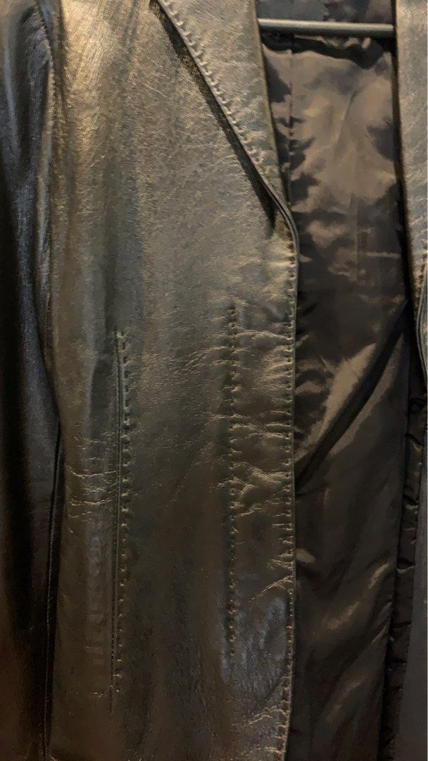 Vintage Black Leather Jacket/Blazer (Category: Coats, Jackets and Outerwear) located in Quezon City. Submitted by dannieephantom (Listing ID 1402879005, Image 3). Description: - Vintage black leather jacket/blazer - 100% Genuine Leather - Brand: 19th Napoleon - Size: Best fits XS - S - With stitching design - Two-button closure and Two front pockets - Tailored - Fully lined - RFS: Too small on me for reference, I’m size M Y2K, Grunge, 90s, Buffy,
