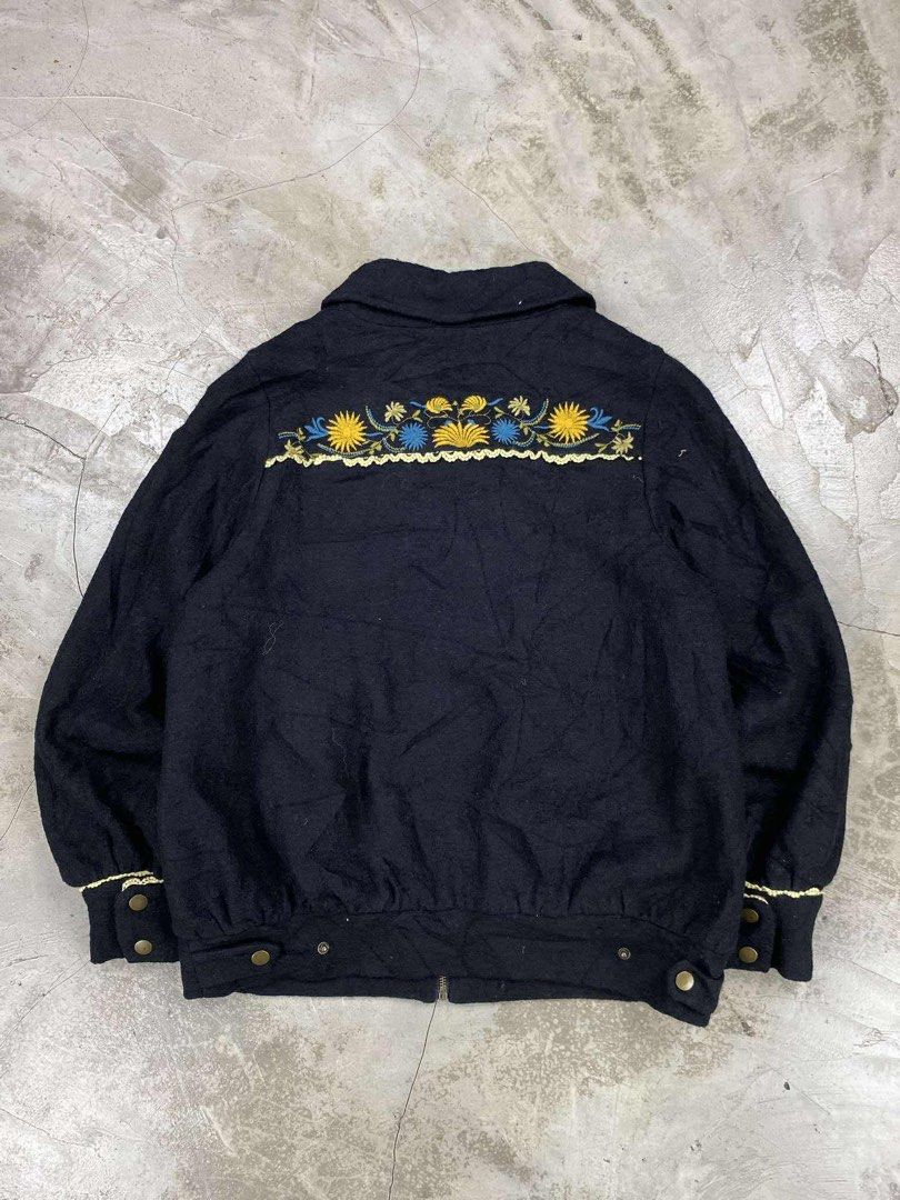 Vintage BODE Alternative Embroidery Floral Jacket (Category: Coats, Jackets and Outerwear) located in Baguio. Submitted by archival.store (Listing ID 1402925648, Image 2). Description: Condition:Great Size tagged:F Width:20 Length:23.5 Shoulders:14.5 Sleeves:22.5.