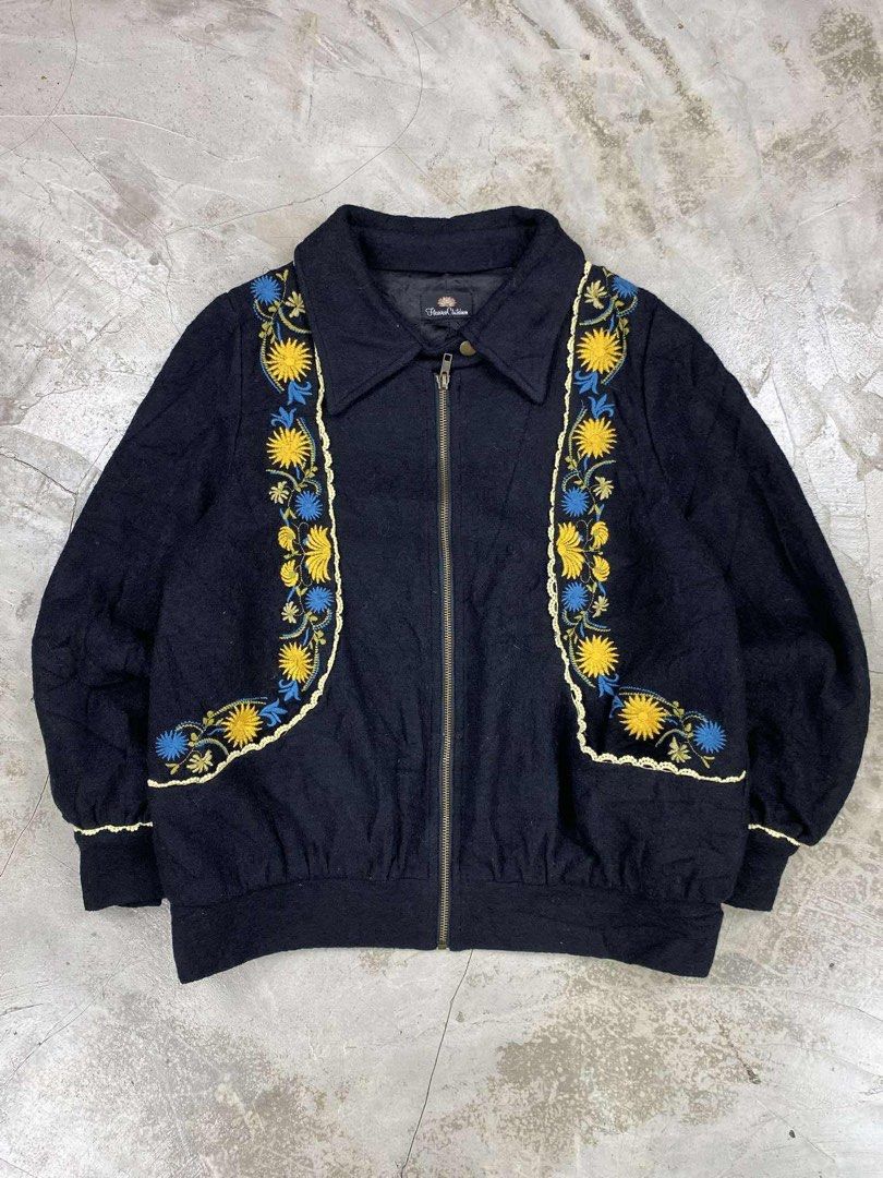 Vintage BODE Alternative Embroidery Floral Jacket (Category: Coats, Jackets and Outerwear) located in Baguio. Submitted by archival.store (Listing ID 1402925648, Image 1). Description: Condition:Great Size tagged:F Width:20 Length:23.5 Shoulders:14.5 Sleeves:22.5.