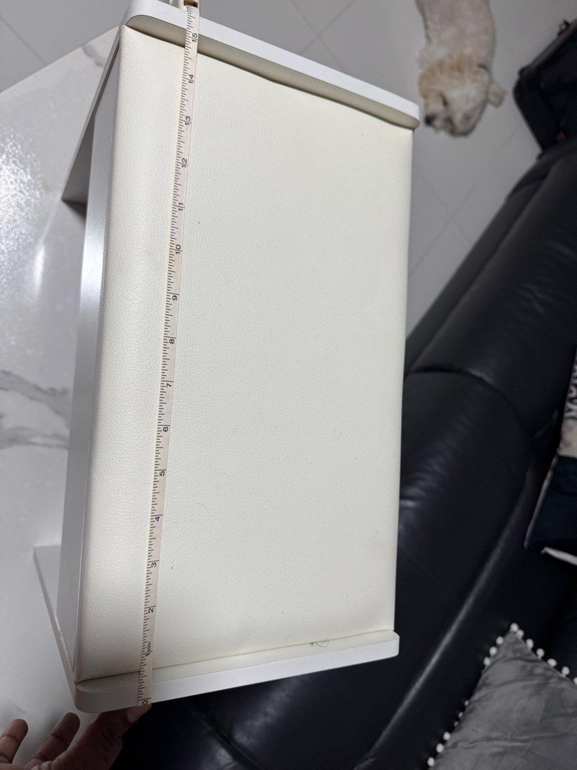 White Side Table (Category: Tables & Sets) located in Singapore. Submitted by arasicp (Listing ID 1402995344, Image 2). Description: - Stylish white side table - Perfect for small spaces - Dimensions: 13 inch by 15.5 inch - Clean, modern design - Ideal for living room or bedroom.