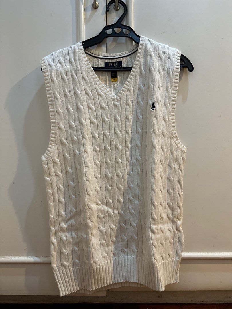 100% AUTHENTIC Polo Ralph Lauren Cable Knit Vest (Category: Vests) located in Manila. Submitted by pathdlg (Listing ID 1403117214, Image 1). Description: 100% AUTHENTIC Polo Ralph Lauren Cable Knit Vest Size is for kids but fits womens S-M.