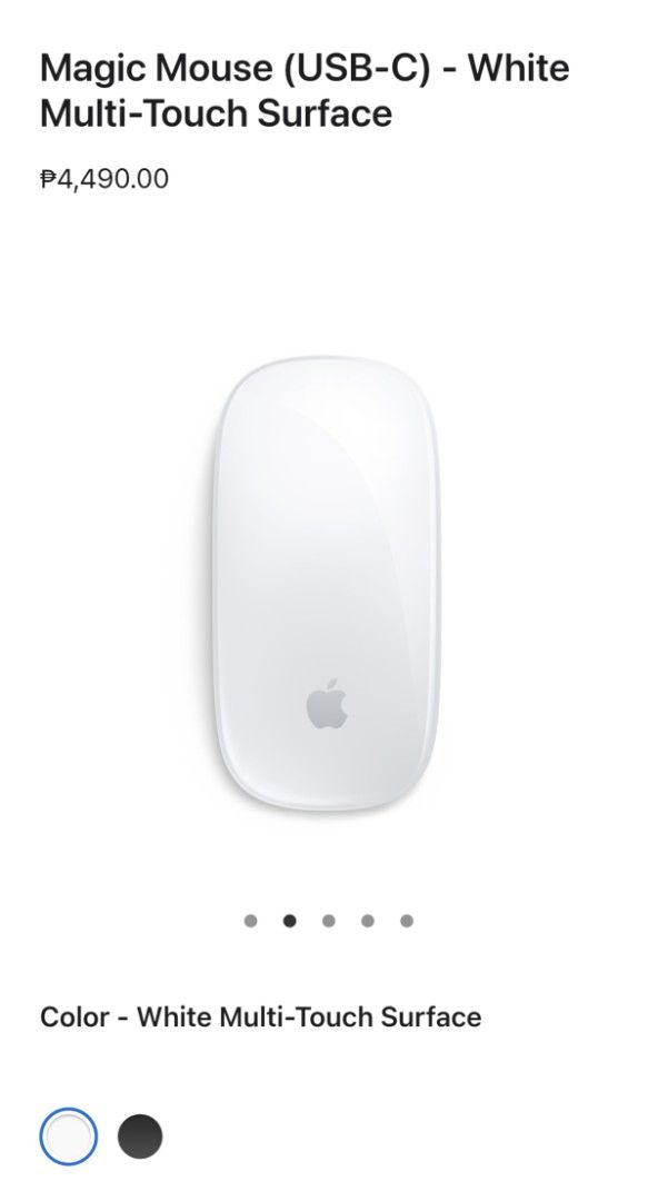 Apple Magic Mouse (USB-C) - White (Category: Mouse & Mousepads) located in Cebu City. Submitted by declutter_cebu (Listing ID 1403102292, Image 2). Description: - Apple Magic Mouse (White) - Multi-touch surface - Includes USB-C charging cable - Designed by Apple - Model: A2052 - Made in China - Box includes mouse and cable Kindly read first before buying! No rush shipping!.