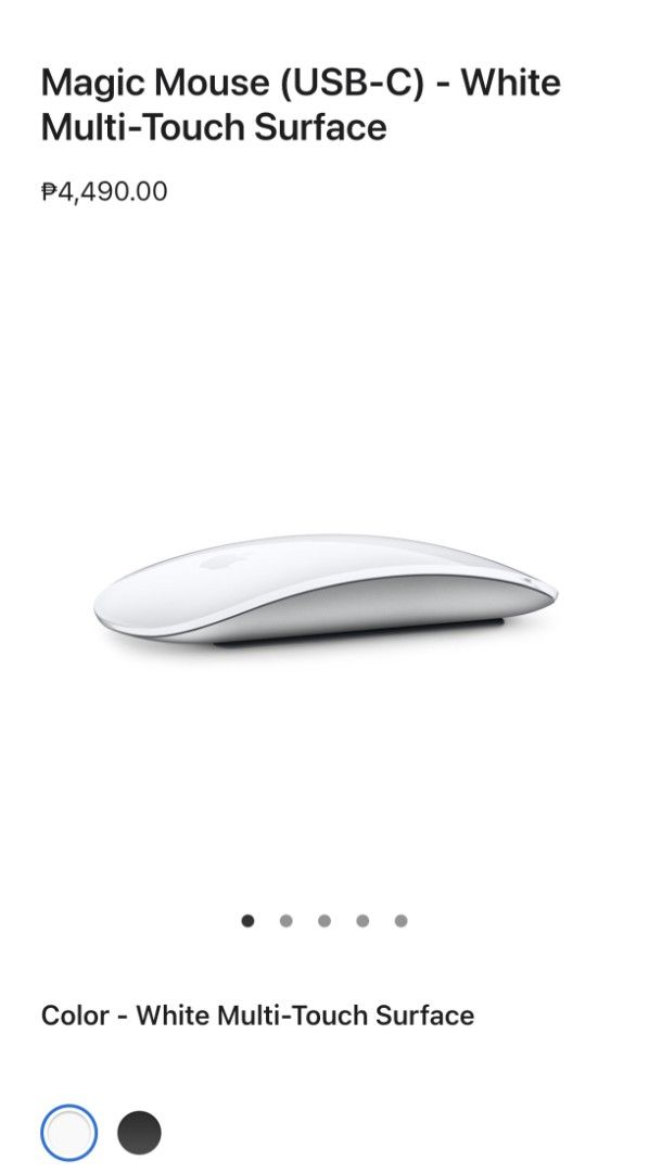 Apple Magic Mouse (USB-C) - White (Category: Mouse & Mousepads) located in Cebu City. Submitted by declutter_cebu (Listing ID 1403102292, Image 1). Description: - Apple Magic Mouse (White) - Multi-touch surface - Includes USB-C charging cable - Designed by Apple - Model: A2052 - Made in China - Box includes mouse and cable Kindly read first before buying! No rush shipping!.