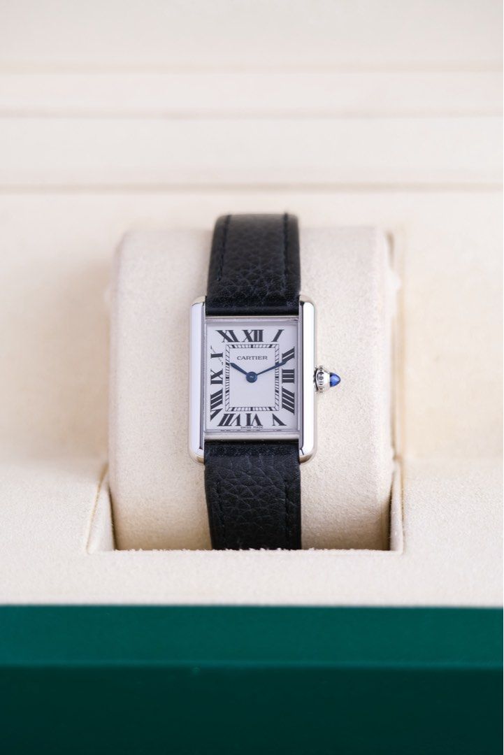 Cartier Tank Must "Solarbeat V2" (Category: Luxury Watches) located in Quezon City. Submitted by awristotell (Listing ID 1403164248, Image 3). Description: “New WRISTwatch to TELL” Cartier Tank Must “Solarbeat V2” Mint Condition Price: 158,000 PHP Ref: WSTA0089 Year: 2024 up Movement: Solarbeat Quartz Crystal: Sapphire Case: 29.5mm x 22mm Material: Steel Lug width: 17mm Bracelet: Cartier Leather Bracelet / Cartier Buckle Includes: Cartier Present