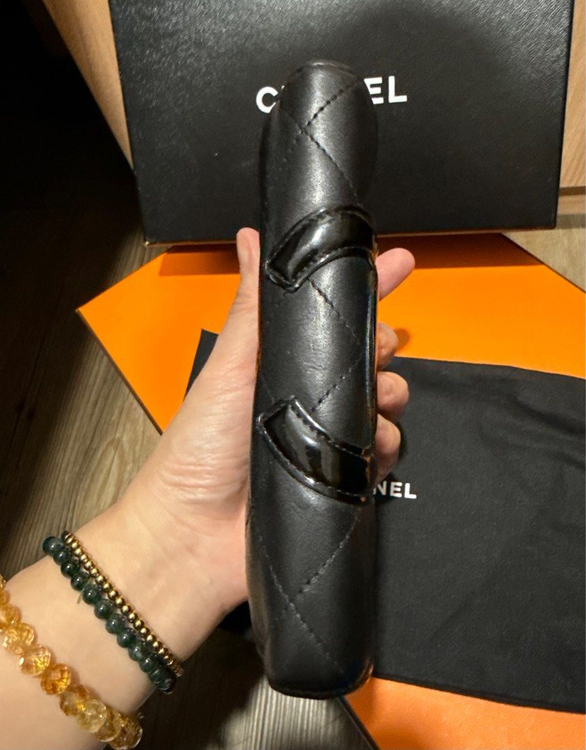 Chanel Cabron Lambskin Bi-fold Wallet (Category: Luxury Bags & Wallets) located in Las Pinas. Submitted by watchdistrictph (Listing ID 1403135127, Image 3). Description: Chanel Cabron Lambskin Bi-fold wallet Compact Good condition With dust bag and box.