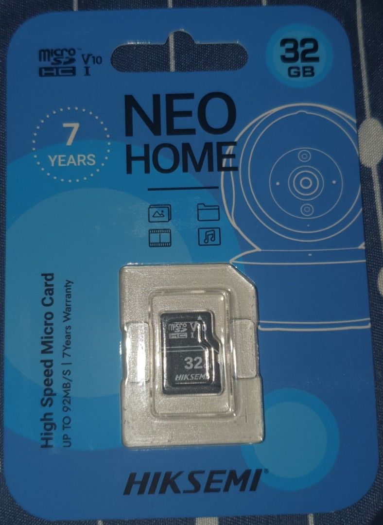 Hiksemi Neo Home 32 gb Micro SD (Category: Memory & SD Cards) located in Quezon City. Submitted by elcondoforyou (Listing ID 1403109752, Image 1). Description: All Brand new and sealed, Extra memory card. No warranty, just need to dispose. Hiksemi Consumer TF Card NEO HOME,all the space you need with reliable storage. Large Capacity; Fast File Transfer; Data Protection; Model HS-TF-D1 Capacity: 32GB Max. Read speed: 92 MB/s Max. Write speed: 25 M
