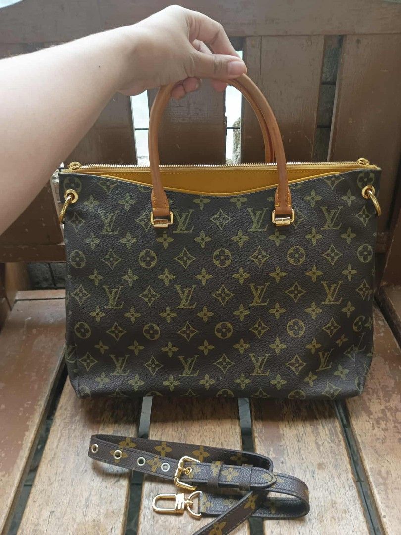 Louis Vuitton Pallas Monogram bag (Category: Luxury Bags & Wallets) located in Baguio. Submitted by brandeditems16 (Listing ID 1403086238, Image 1). Description: - Authentic Louis Vuitton handbag - Classic monogram canvas - Top handle and adjustable strap - Mustard-yellow fabric lining - Gold-tone hardware - Zip closure - Spacious interior with small pocket - Made in France -Dustbag inclusion only -Negotiable price .