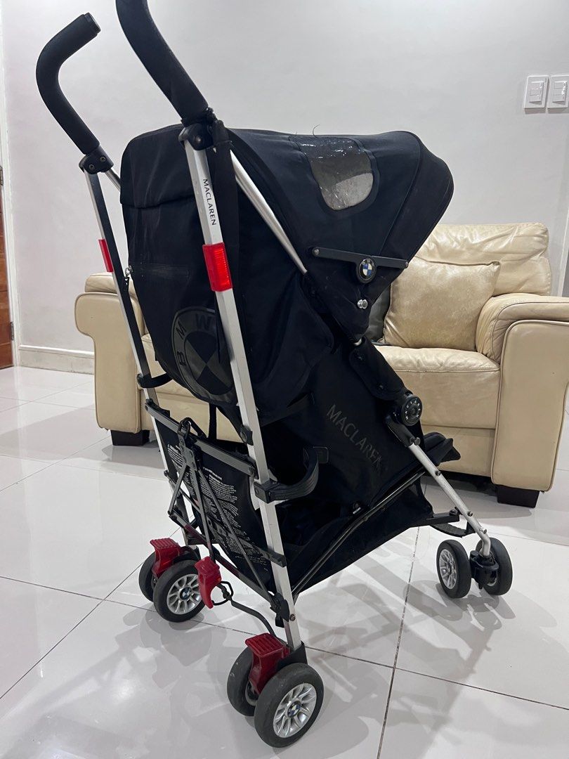 Maclaren BMW Foldable stroller (umbrella type) (Category: Strollers) located in Paranaque City. Submitted by wisemomzilla (Listing ID 1403140494, Image 3). Description: Authentic Maclaren BMW stroller. Model DSE04092. Very good condition. Foldable. Bought from the US..