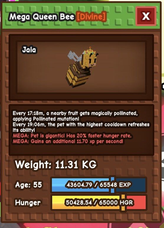 Mega Queen Bee - Grow a Garden (Category: In-Game Products) located in Pasay City. Submitted by zaynmalikkkk7 (Listing ID 1403149369, Image 1). Description: Payment first via Gcash or Maya.