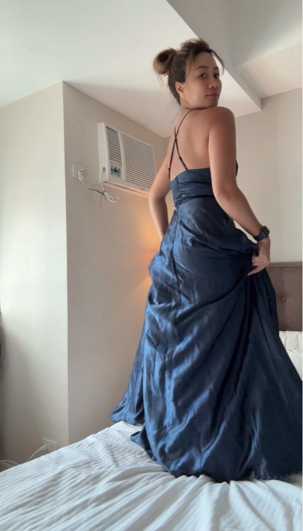 Navy Blue Satin Evening Dress (Category: Evening dresses & gowns) located in Taguig. Submitted by ms.gf (Listing ID 1401275146, Image 3). Description: .