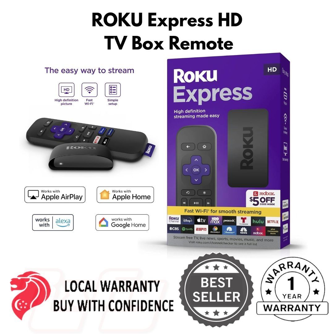 ROKU Express HD, Wifi HDMI TV Box Remote, Streaming Airplay, Google ...