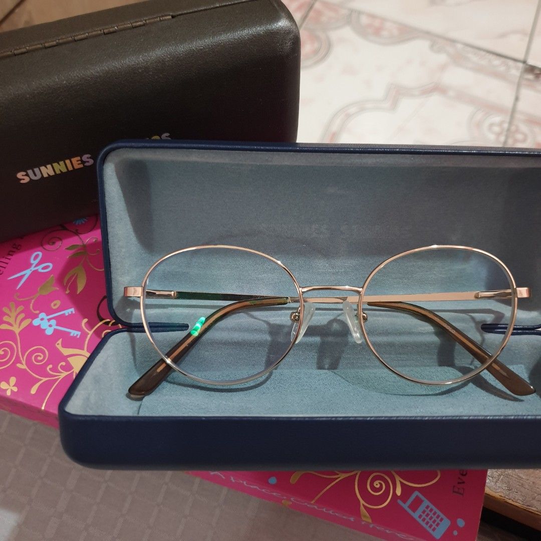 Sunnies Studios (Roosevelt and Aalto) TAKE BOTH ONLY (Category: Sunglasses & Eyewear) located in Pasay City. Submitted by skye_adventures (Listing ID 1403072416, Image 2). Description: FOR TAKE BOTH ONLY. 1200 FOR BOTH GLASSES. Slightly negotiable for Sure Buyer ASAP. ♡WITH CASE. GOLD PLATED. 🎀 ANTI RAD AND TRANSITION LENS ♡FYI. Both Glasses have eye grade. (L 125, R 100) You can replace the lens in any Sunnies Branch. ♡Please see photos for sli