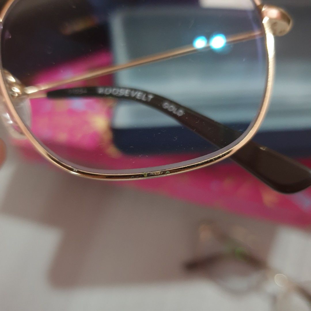 Sunnies Studios (Roosevelt and Aalto) TAKE BOTH ONLY (Category: Sunglasses & Eyewear) located in Pasay City. Submitted by skye_adventures (Listing ID 1403072416, Image 3). Description: FOR TAKE BOTH ONLY. 1200 FOR BOTH GLASSES. Slightly negotiable for Sure Buyer ASAP. ♡WITH CASE. GOLD PLATED. 🎀 ANTI RAD AND TRANSITION LENS ♡FYI. Both Glasses have eye grade. (L 125, R 100) You can replace the lens in any Sunnies Branch. ♡Please see photos for sli