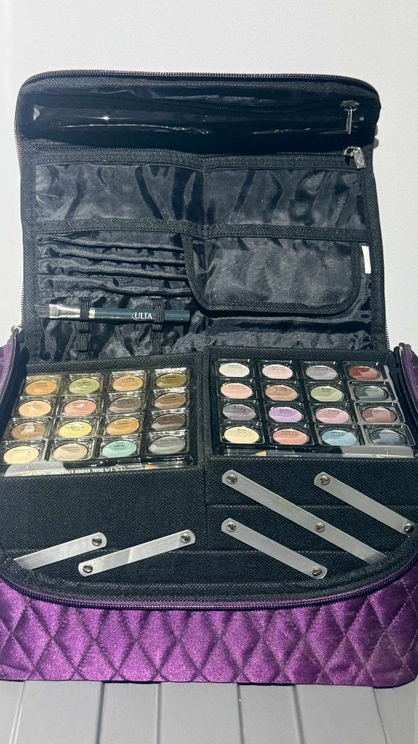Ulta Makeup Kit from US (Category: Makeup) located in Dasmarinas. Submitted by bzbeezcar0u5el1 (Listing ID 1403074808, Image 2). Description: ULTA 76piece makeup beauty box with quilted fold out case (from US) Only used some colors 1-2 times. Missing 1 lipstick, 1 lip gloss, mini eyeshadow brushes. Purple quilted exterior.
