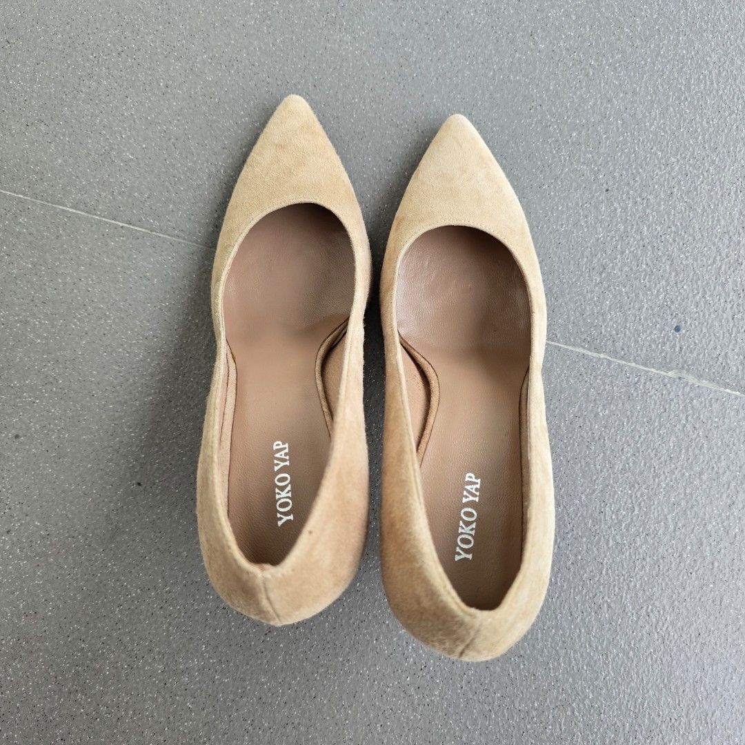 Yoko Yap Pointed-Toe Heels (Category: Heels) located in Macabebe. Submitted by pampanga_chic (Listing ID 1403039601, Image 3). Description: new without tags. Elegant Yoko Yap heels in a neutral beige color. Features a pointed toe design and a stiletto heel. The shoes are marked as size 38 and are made in Spain. The insole is branded with the Yoko Yap logo..