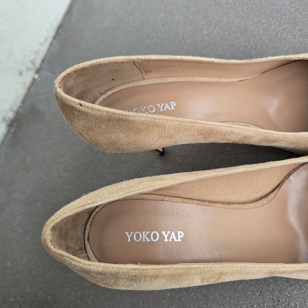 Yoko Yap Pointed-Toe Heels (Category: Heels) located in Macabebe. Submitted by pampanga_chic (Listing ID 1403039601, Image 2). Description: new without tags. Elegant Yoko Yap heels in a neutral beige color. Features a pointed toe design and a stiletto heel. The shoes are marked as size 38 and are made in Spain. The insole is branded with the Yoko Yap logo..