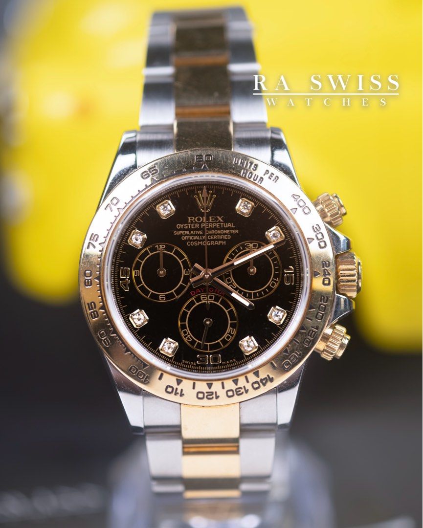 2016 Rolex Daytona Two-Tone Black with Diamonds (Category: Luxury Watches) located in Makati City. Submitted by raswisswatches (Listing ID 1407278023, Image 1). Description: 2016 Rolex Two-Tone Black with Diamonds - 40mm - Ref. 116503 - Full Set - Mint Condition DM & VISIT US TODAY!! 📍1 Proscenium, Rockwell Makati 👌We Buy Sell Trade Consign ⏰ Showroom open 1pm - 6pm (Daily) 👋 No appointment? No problem! look for “R-A” ☎️0917-867-1986 All Watch