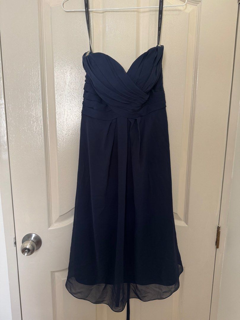 Bill Levkoff Navy Blue Strapless Dress (Category: Dresses) located in Cavite. Submitted by cielinesid (Listing ID 1407315263, Image 2). Description: - Navy blue strapless dress by Bill Levkoff - Sweetheart neckline - Flowing A-line skirt - Corset back - Includes straps - Waist: 28 inches - Perfect for formal events and special occasions.