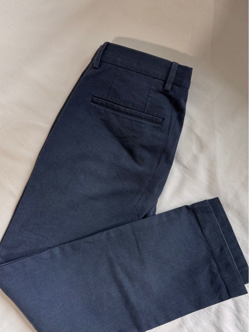 BOSS Hugo Boss Navy Blue Slacks (Category: Jeans) located in Manila. Submitted by nicheggwdb (Listing ID 1407286791, Image 3). Description: • Waist 17 in • Length 38 in • Navy blue • Micro-pattern fabric • With metal BOSS logo • No issue • Needs ironing only • Color rate 8/10 • Crisp fit Location: BGC, Taguig Shipping: Lalamove or J&T Buyer shoulders fee RFS: Decluttering.