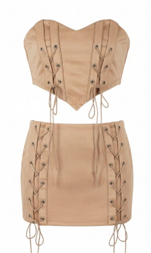 Brown Suede tube corset coordinates (Category: Sets or Coordinates) located in Manila. Submitted by jukatkatph (Listing ID 1407274342, Image 1). Description: Bust 28-36 Waist 30 Skirt length 11.5 Very pretty in actual. Suede fabric with inner lining -The photo posted are actual items which i edited the background since I have a messy room. In case of flaws and other stuffs, I will be 100% tranparent with it. - Accessories, petticoat or other stuf