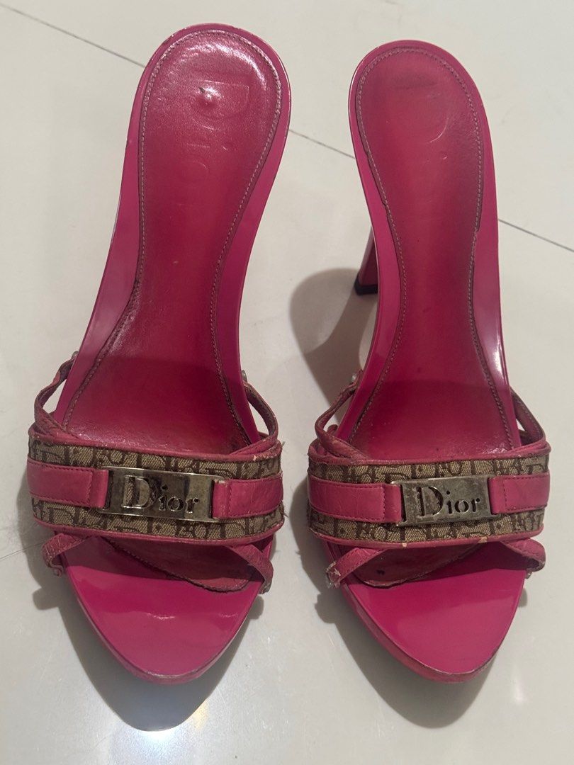 Christian Dior Pink Monogram Slides s37 (Category: Heels) located in Makati City. Submitted by carlysd (Listing ID 1407260546, Image 2). Description: Very sexy when worn 🔥.