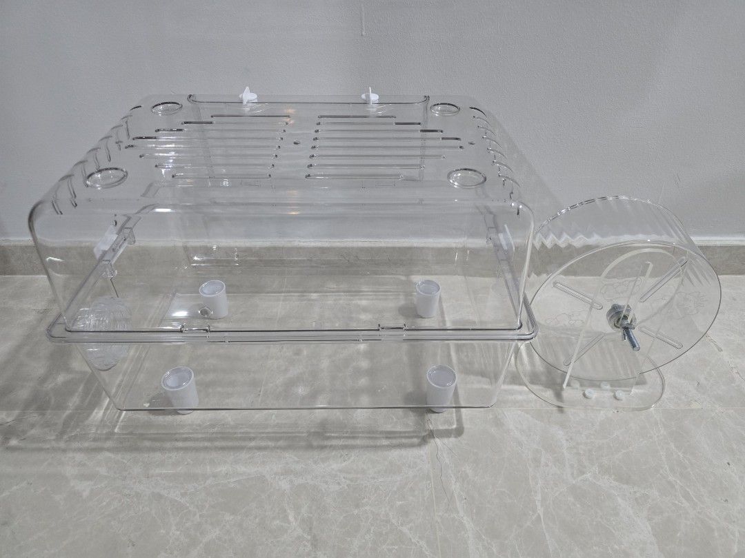 Visual Reference: Clear Acrylic Hamster Cage With Wheel Pet Supplies Homes Other