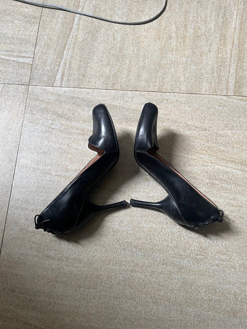 Emporio Armani Stiletto Heels (Category: Heels) located in Marikina City. Submitted by moonchok (Listing ID 1407206450, Image 2). Description: - Emporio Armani Stiletto heels - Pointed toe - Unique cut-out detail - Delicate stiletto heel - Decorative element at the back - Emporio Armani logo on insole - US5 - worn a few times - bought at powerplant makati for 8k - genuine leather! .